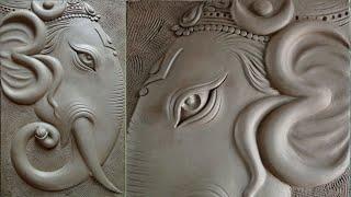 making Ganesha mural with water based clay//3D wall mural painting