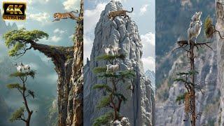  Wild Cliff Battle: Leopard vs Mountain Goats in 4K! ️ #goat #leopard #goatlife #leopardattack