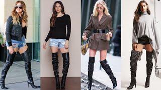 Elegant and expensive leather latex overknee high boots/thigh high boots collection of 2020