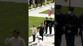 Philippine President Ferdinand Marcos Jr. places a wreath at the Tomb of the Unknown Soldier