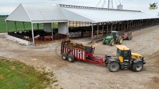 Cleaning out Cattle Barns, Hauling Manure & Bedding the Pens