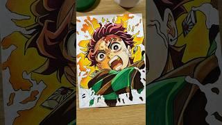 Drawing Tanjiro infinity castle Kimetsu ko Yaiba || Stained Art #shorts #tanjiro #kimetsunoyaiba