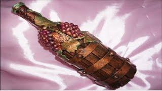 Bottle craft with grapes & barrel /Bottle art with clay/Bottle art ideas/bottle decoration