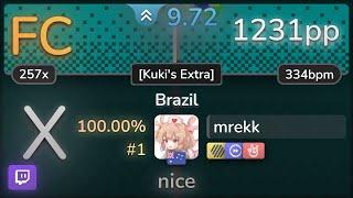  9.7⭐ mrekk | Apollo - Brazil [Kuki's Extra] +HDDTHR SS FC #1 | 1231pp - osu!