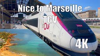 Stunning Views TGV train Nice to Marseille | 1st Class Upper Deck | 4K