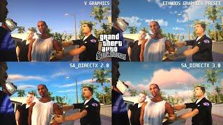 GTA V Graphics vs Ethmods Graphics Preset vs DirectX 2.0 vs SA_DirectX 3.0 Graphics MOD Comparison