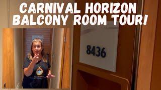 CARNIVAL HORIZON FULL BALCONY ROOM TOUR - CABIN 8436 #carnival  #carnivalcruise2022 #balcony