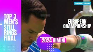 Top 3 in Men's Rings Final - 2024 Rimini European Gymnastics Championship