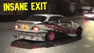 The Most INSANE Exit I've Seen!  - Modified Cars Leaving A Car Meet Sideways! (HC Meets!)