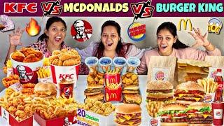 KFC Vs McDONALD Vs BURGER KING FULL MENU EATING CHALLENGEGIRLS FOOD EATING COMPETITION