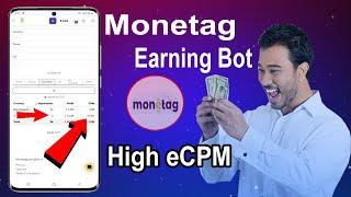 Monetag Mini App | Monetag High eCPM | Monetag Self Click | Monetag Payment Proof | Auto Earning