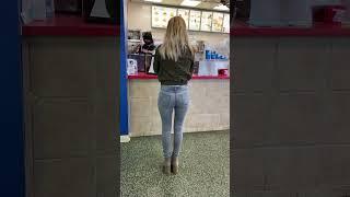 Girl piss in jeans