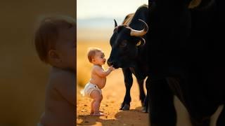 The baby Trolled the Bull and the called the Leopard #baby #bull #leopard #trolling
