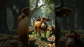 This cow is very hardworking, it cultivates walnuts all day long #shorts #facts #trending #ytshorts