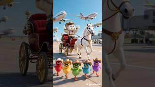 Colorful chicks, cats and horses dance together at the airport  #shorts