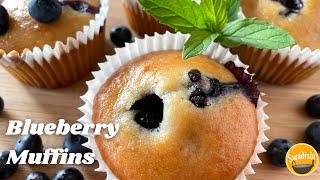 Eggless Blueberry Muffins | Summer Fresh Blueberry Muffins | Eggless Muffin Recipe