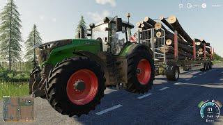 Farming Simulator 19 новая карта "Ягодное". Лес  выращиваем, пилим, продаём. Перевозка брёвен #4.