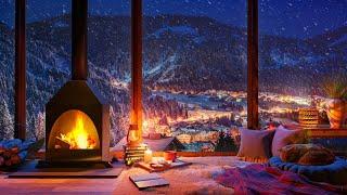 Cozy Winter Ambience for Reading with a Fireplace, Snowfall and Blizzard Sounds