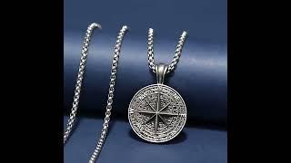 Engraved Sterling Silver Compass Compass Pendant Necklace • Round Compass Necklace