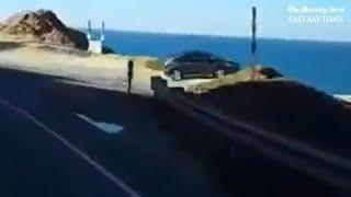 Dash cam video shows moment car plunged off San Mateo cliff