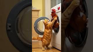 Misti Washes Chicken & Enjoys Grilled Feast!  #shorts #cat #hen