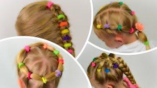 4 EASY Toddler Hairstyles with Bright elastics. PIGTAILS and ELASTICS #4 | LittleGirlHair