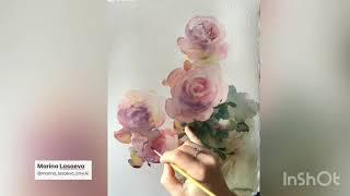 Розы, акварель / roses in watercolor