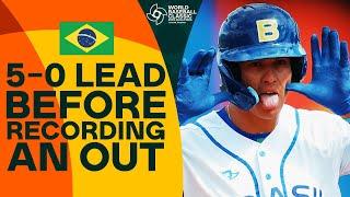 FULL INNING: Team Brazil takes 5-0 lead before recording an out in the 1st inning!