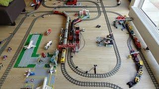 Huge Lego 9 volt train dream layout fully automated by Arduino