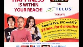 Get Kapatid TV5, TFC and FTV for only $5/mo. on Telus Optik TV!