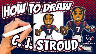 How to Draw CJ Stroud for Kids - Houston Texans NFL Football Player