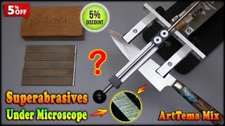 The first sharpening of a knife with cubic boron nitride (CBN) sharpening stones under a microscope!