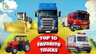 Top 10 Favorite Trucks, Job Jams Countdown for Kids