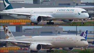 CX EY Airbus A350-1000 Takeoff from Narita 16R | NRT/RJAA | Cathay Pacific | Etihad Airways