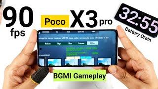 Poco X3 Pro BGMI 90fps Battery drain Using 4G | Heating Test| Fps Drop Test 