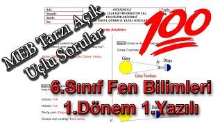 6.sınıf Fen 1.dönem 1.yazılı açık uçlu Sorular ve Cevapları