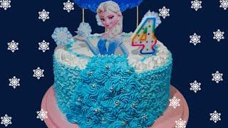 How To Make Elsa Frozen Decorated Cake - (Recipe For Themed Birthday Cake)