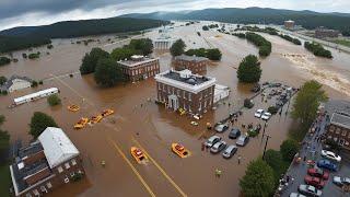 Right now in West Virginia, USA! River Burst Sweeps Away Homes in Charleston