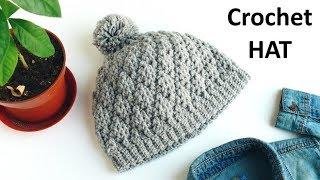 Детская шапка с узором Ромбы. Вязание крючком. Crochet Hat Tutorial