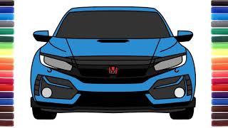 How to draw Honda Civic Type R GT 2020 - Как нарисовать Хонду Цивик