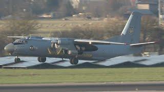 Ukraine Air Force Antonov AN-26 Engine Start & Take Off Rotterdam Airport