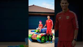 Ronaldo helps son build a tank from bottles to fight Messi's sabotage #cristianoronaldo #football