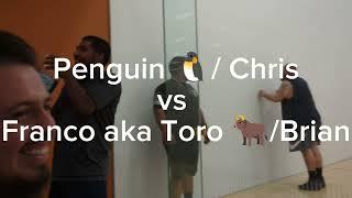 Indoor Handball Penguin/Chris vs Franco aka Toro/Brian LA Fitness North County SD, 4 wall bigball