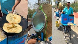 Hardworking Man Selling Delhi Style Chhole Kulche On Cycle