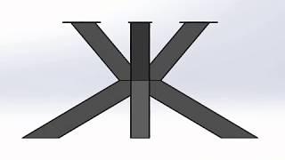 Stalen tafelpoot Matrix 3D poot | 12x12 koker | Industriele-tafels.com