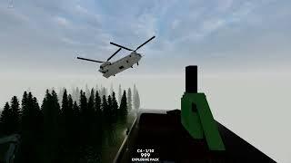 Having two Chinook helicopters fly and crash realistically in Teardown!