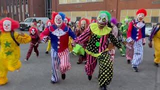 I went to a clown school and they did not like me.. 100 Clowns chased me!! #shorts