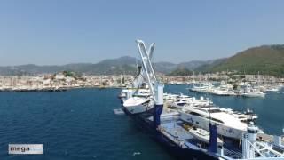 MEGA YACHT TRANSPORT unloaded first Sunseeker 116 in Marmaris Cruise Port