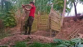 solo bushcraft in forest. I was able to build a shelter for 3 days in forest...start and finish.