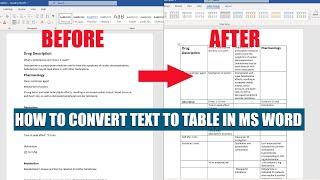 How to convert text to table in Ms word